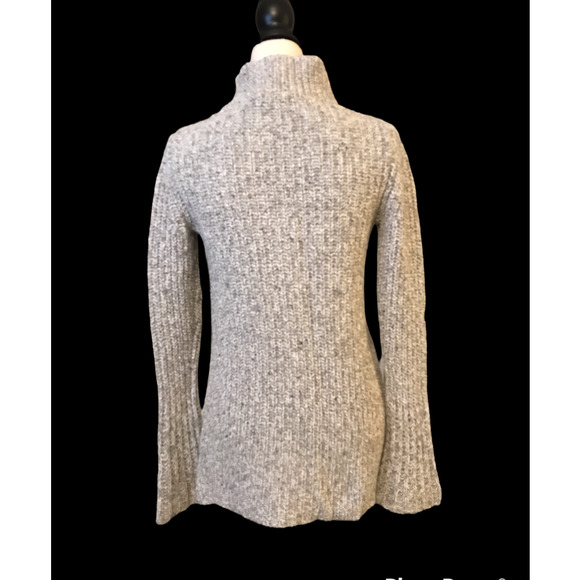 Ann Taylor Gray Wool-Blend Tunic Sweater with Funnel Neckline, Size Small - Picture 2 of 6